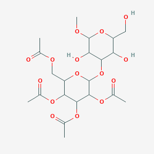 molecular formula C21H32O15 B12291362 [3,4,5-Triacetyloxy-6-[3,5-dihydroxy-2-(hydroxymethyl)-6-methoxyoxan-4-yl]oxyoxan-2-yl]methyl acetate 