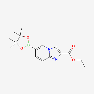 molecular formula C16H21BN2O4 B12291373 Ethyl 6-(4,4,5,5-tetramethyl-1,3,2-dioxaborolan-2-YL)imidazo[1,2-A]pyridine-2-carboxylate 