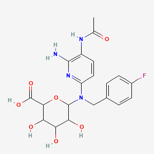 molecular formula C20H23FN4O7 B12291381 6-[(5-acetamido-6-aminopyridin-2-yl)-[(4-fluorophenyl)methyl]amino]-3,4,5-trihydroxyoxane-2-carboxylic acid 