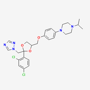 molecular formula C26H31Cl2N5O3 B12291383 1-(4-{[2-(2,4-dichlorophenyl)-2-(1H-1,2,4-triazol-1-ylmethyl)-1,3-dioxolan-4-yl]methoxy}phenyl)-4-isopropylpiperazine 