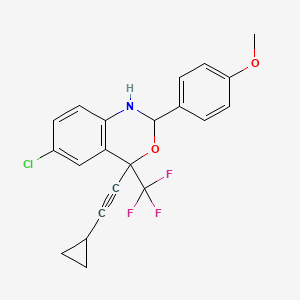 molecular formula C21H17ClF3NO2 B12291395 6-Chloro-4-(2-cyclopropylethynyl)-2-(4-methoxyphenyl)-4-(trifluoromethyl)-1,2-dihydro-3,1-benzoxazine 