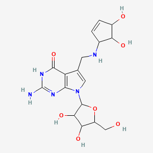 molecular formula C17H23N5O7 B12291460 2-amino-5-[[(4,5-dihydroxycyclopent-2-en-1-yl)amino]methyl]-7-[3,4-dihydroxy-5-(hydroxymethyl)oxolan-2-yl]-3H-pyrrolo[2,3-d]pyrimidin-4-one 