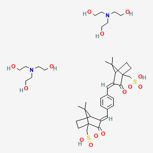 molecular formula C40H64N2O14S2 B12291526 2-[bis(2-hydroxyethyl)amino]ethanol;[(3E)-3-[[4-[(Z)-[7,7-dimethyl-3-oxo-4-(sulfomethyl)-2-bicyclo[2.2.1]heptanylidene]methyl]phenyl]methylidene]-7,7-dimethyl-2-oxo-1-bicyclo[2.2.1]heptanyl]methanesulfonic acid 