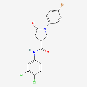 molecular formula C17H13BrCl2N2O2 B1229153 1-(4-bromophenyl)-N-(3,4-dichlorophenyl)-5-oxo-3-pyrrolidinecarboxamide 