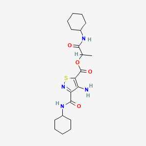 molecular formula C20H30N4O4S B1229157 4-Amino-3-[(cyclohexylamino)-oxomethyl]-5-isothiazolecarboxylic acid [1-(cyclohexylamino)-1-oxopropan-2-yl] ester 