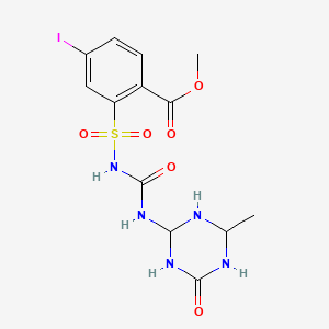 molecular formula C13H16IN5O6S B12291630 Methyl 2-[[[[(3,4-dihydro-6-methyl-4-oxo-1,3,5-triazin-2-yl)amino]carbonyl]amino]sulfonyl]-4-iodobenzoate 
