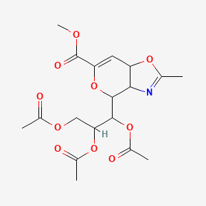 molecular formula C18H23NO10 B12291656 methyl (3aR,4R,7aR)-2-methyl-4-[(1S,2R)-1,2,3-tris(acetyloxy)propyl]-3aH,4H,7aH-pyrano[3,4-d][1,3]oxazole-6-carboxylate 