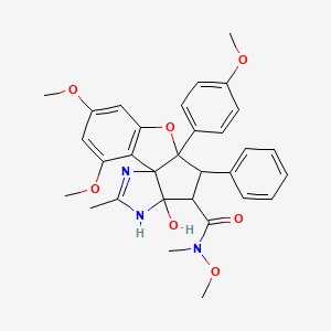 molecular formula C31H33N3O7 B12291700 12-hydroxy-N,3,5-trimethoxy-9-(4-methoxyphenyl)-N,14-dimethyl-10-phenyl-8-oxa-13,15-diazatetracyclo[7.6.0.01,12.02,7]pentadeca-2(7),3,5,14-tetraene-11-carboxamide 