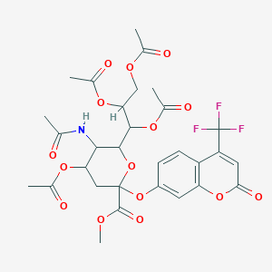 molecular formula C30H32F3NO15 B12291823 Methyl 5-acetamido-4-acetyloxy-2-[2-oxo-4-(trifluoromethyl)chromen-7-yl]oxy-6-(1,2,3-triacetyloxypropyl)oxane-2-carboxylate 