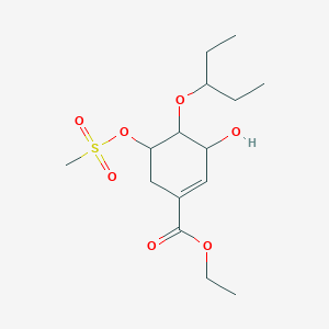 molecular formula C15H26O7S B12291943 Ethyl 3-hydroxy-5-methylsulfonyloxy-4-pentan-3-yloxycyclohexene-1-carboxylate 