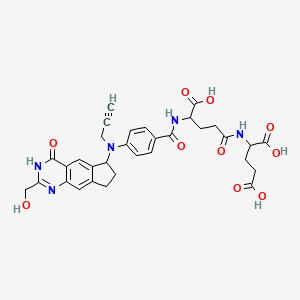 molecular formula C32H33N5O10 B12291969 2-[[4-Carboxy-4-[[4-[[2-(hydroxymethyl)-4-oxo-3,6,7,8-tetrahydrocyclopenta[g]quinazolin-6-yl]-prop-2-ynylamino]benzoyl]amino]butanoyl]amino]pentanedioic acid 