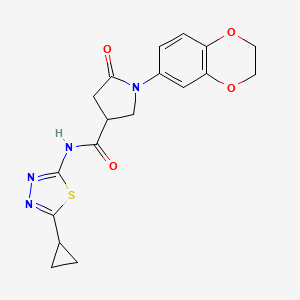 N-(5-cyclopropyl-1,3,4-thiadiazol-2-yl)-1-(2,3-dihydro-1,4-benzodioxin-6-yl)-5-oxo-3-pyrrolidinecarboxamide
