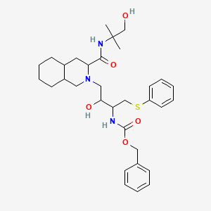 molecular formula C32H45N3O5S B12292114 benzyl N-[3-hydroxy-4-[3-[(1-hydroxy-2-methylpropan-2-yl)carbamoyl]-3,4,4a,5,6,7,8,8a-octahydro-1H-isoquinolin-2-yl]-1-phenylsulfanylbutan-2-yl]carbamate 