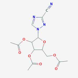 molecular formula C14H16N4O7 B12292368 [3,4-Diacetyloxy-5-(3-cyano-1,2,4-triazol-1-yl)oxolan-2-yl]methyl acetate 