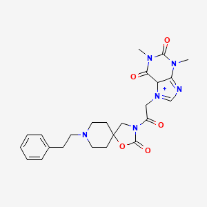 molecular formula C24H29N6O5+ B12292376 1,3-dimethyl-7-[2-oxo-2-[2-oxo-8-(2-phenylethyl)-1-oxa-3,8-diazaspiro[4.5]decan-3-yl]ethyl]-5H-purin-7-ium-2,6-dione 