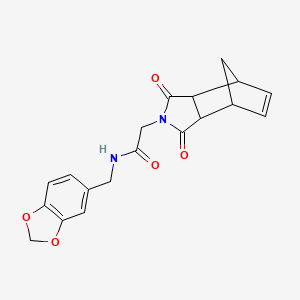 N-(1,3-benzodioxol-5-ylmethyl)-2-(1,3-dioxo-1,3,3a,4,7,7a-hexahydro-2H-4,7-methanoisoindol-2-yl)acetamide