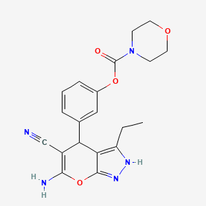 4-Morpholinecarboxylic acid [3-(6-amino-5-cyano-3-ethyl-2,4-dihydropyrano[2,3-c]pyrazol-4-yl)phenyl] ester