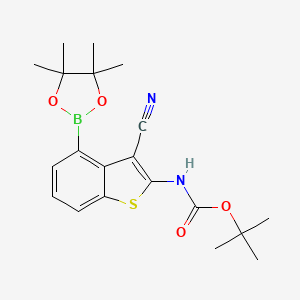 molecular formula C20H25BN2O4S B12292580 tert-Butyl (3-cyano-4-(4,4,5,5-tetramethyl-1,3,2-dioxaborolan-2-yl)benzo[b]thiophen-2-yl)carbamate 
