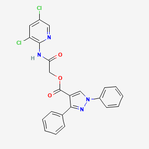molecular formula C23H16Cl2N4O3 B1229262 1,3-Diphenyl-4-pyrazolecarboxylic acid [2-[(3,5-dichloro-2-pyridinyl)amino]-2-oxoethyl] ester 