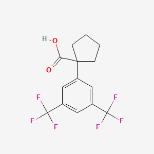 molecular formula C14H12F6O2 B12292622 1-[3,5-Bis(trifluoromethyl)phenyl]cyclopentanecarboxylic Acid 