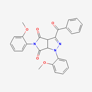 molecular formula C26H21N3O5 B1229269 3-Benzoyl-1,5-bis(2-methoxyphenyl)-3a,6a-dihydropyrrolo[3,4-c]pyrazole-4,6-dione 