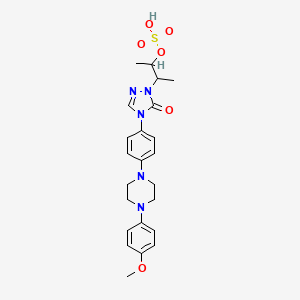molecular formula C23H29N5O6S B12292701 De-1-((2-(2,4-dichlorophenyl)-1,3-dioxolan-2-yl)methyl)-1H-1,2,4-triazoleItraconazoleSulfate 