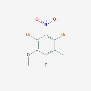 molecular formula C8H6Br2FNO3 B12292746 1,3-Dibromo-5-fluoro-4-methoxy-6-methyl-2-nitrobenzene 