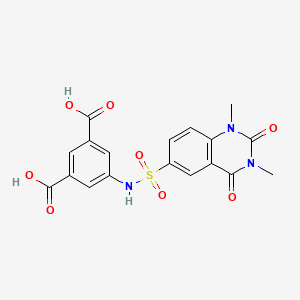 molecular formula C18H15N3O8S B1229275 5-[(1,3-Dimethyl-2,4-dioxo-6-quinazolinyl)sulfonylamino]benzene-1,3-dicarboxylic acid 