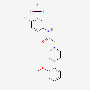 molecular formula C20H21ClF3N3O2 B1229279 N-[4-chloro-3-(trifluoromethyl)phenyl]-2-[4-(2-methoxyphenyl)-1-piperazinyl]acetamide 