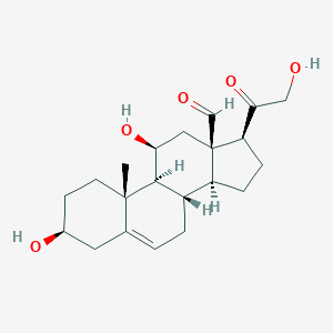 molecular formula C21H30O5 B012293 (3S,8S,9S,10R,11S,13R,14S,17S)-3,11-dihydroxy-17-(2-hydroxyacetyl)-10-methyl-2,3,4,7,8,9,11,12,14,15,16,17-dodecahydro-1H-cyclopenta[a]phenanthrene-13-carbaldehyde CAS No. 103232-21-9