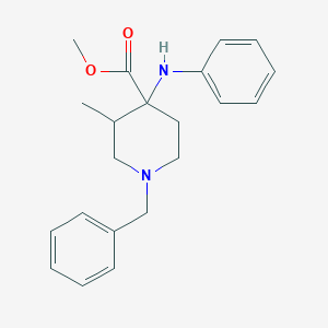 molecular formula C21H26N2O2 B12293046 Methyl 4-anilino-1-benzyl-3-methylpiperidine-4-carboxylate 