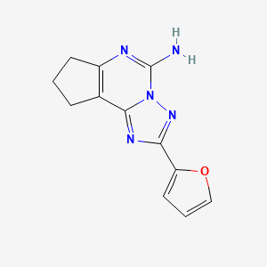molecular formula C12H11N5O B1229314 2-(2-Furanyl)-8,9-dihydro-7H-cyclopenta(e)(1,2,4)triazolo(1,5-c)pyrimidin-5-amine CAS No. 116799-18-9