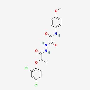 molecular formula C18H17Cl2N3O5 B1229319 2-[[2-(2,4-dichlorophenoxy)-1-oxopropyl]hydrazo]-N-(4-methoxyphenyl)-2-oxoacetamide 