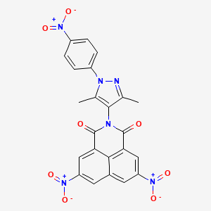 molecular formula C23H14N6O8 B1229320 2-[3,5-Dimethyl-1-(4-nitrophenyl)pyrazol-4-yl]-5,8-dinitrobenzo[de]isoquinoline-1,3-dione 