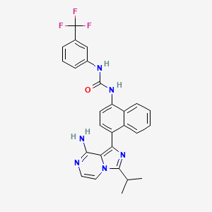 molecular formula C27H23F3N6O B12293220 N-{4-[8-Amino-3-(Propan-2-Yl)imidazo[1,5-A]pyrazin-1-Yl]naphthalen-1-Yl}-N'-[3-(Trifluoromethyl)phenyl]urea 