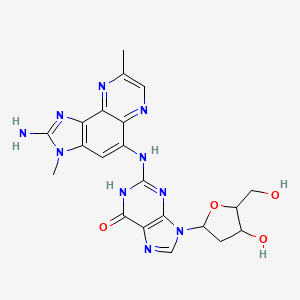 molecular formula C21H22N10O4 B12293223 2-[(2-amino-3,8-dimethylimidazo[4,5-f]quinoxalin-5-yl)amino]-9-[4-hydroxy-5-(hydroxymethyl)oxolan-2-yl]-1H-purin-6-one 