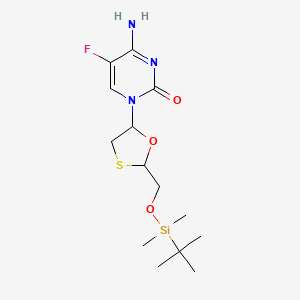 molecular formula C14H24FN3O3SSi B12293227 4-Amino-1-((2R,5S)-2-(((tert-butyldimethylsilyl)oxy)methyl)-1,3-oxathiolan-5-yl)-5-fluoropyrimidin-2(1H)-one 
