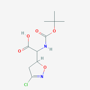 molecular formula C10H15ClN2O5 B12293292 2-(3-Chloro-4,5-dihydro-1,2-oxazol-5-yl)-2-[(2-methylpropan-2-yl)oxycarbonylamino]acetic acid 