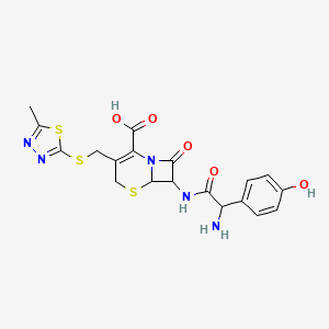 molecular formula C19H19N5O5S3 B12293308 7-[2-Amino(4-hydroxyphenyl)acetamido]-3-{[(5-methyl-1,3,4-thiadiazol-2-yl)sulfanyl]methyl}-8-oxo-5-thia-1-azabicyclo[4.2.0]oct-2-ene-2-carboxylic acid 