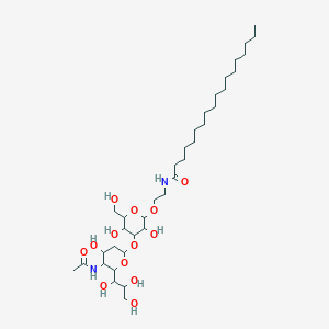 molecular formula C36H68N2O13 B12293468 N-[2-[4-[5-acetamido-4-hydroxy-6-(1,2,3-trihydroxypropyl)oxan-2-yl]oxy-3,5-dihydroxy-6-(hydroxymethyl)oxan-2-yl]oxyethyl]octadecanamide 