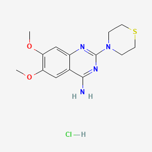 molecular formula C14H19ClN4O2S B1229352 4-Quinazolinamine, 6,7-dimethoxy-2-(4-thiomorpholinyl)-, monohydrochloride CAS No. 67958-70-7
