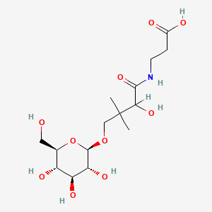 molecular formula C15H27NO10 B1229355 3-[[2-hydroxy-3,3-dimethyl-4-[(2R,3R,4S,5S,6R)-3,4,5-trihydroxy-6-(hydroxymethyl)oxan-2-yl]oxybutanoyl]amino]propanoic acid CAS No. 29588-37-2