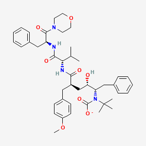 molecular formula C43H57N4O8- B12293567 Morpholine,4-[N-[(2R,4S,5S)-5-[[(1,1-dimethylethoxy)carbonyl]amino]-4-hydroxy-2-[(4-methoxyphenyl)methyl]-1-oxo-6-phenylhexyl]-L-valyl-L-phenylalanyl]- 