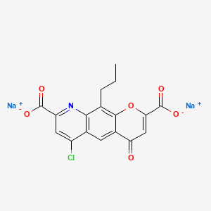 molecular formula C17H10ClNNa2O6 B1229359 disodium 6-chloro-4-oxo-10-propyl-4H-pyrano[3,2-g]quinoline-2,8-dicarboxylate CAS No. 75452-50-5