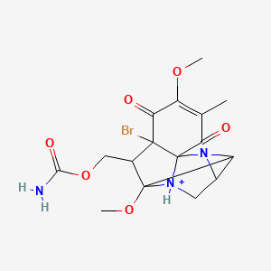 molecular formula C16H19BrN3O6+ B12293606 (9-Bromo-7,11-dimethoxy-12-methyl-10,13-dioxo-2-aza-6-azoniapentacyclo[7.4.0.01,6.02,4.03,7]tridec-11-en-8-yl)methyl carbamate 