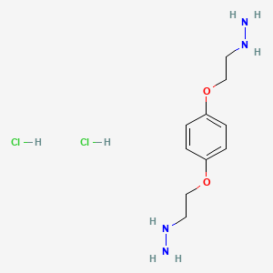 molecular formula C10H20Cl2N4O2 B12293655 Hydrazine, 1,1'-(p-phenylenebis(oxyethylene))di-, dihydrochloride CAS No. 13104-70-6