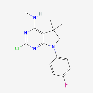 molecular formula C15H16ClFN4 B12293703 2-Chloro-7-(4-fluorophenyl)-N,5,5-trimethyl-6,7-dihydro-5H-pyrrolo[2,3-d]pyrimidin-4-amine 