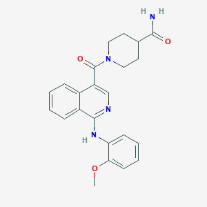 molecular formula C23H24N4O3 B1229376 1-[[1-(2-Methoxyanilino)-4-isoquinolinyl]-oxomethyl]-4-piperidinecarboxamide 