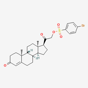 molecular formula C27H33BrO5S B1229379 [2-[(8R,9R,10S,13R,14S,17S)-10,13-dimethyl-3-oxo-1,2,6,7,8,9,11,12,14,15,16,17-dodecahydrocyclopenta[a]phenanthren-17-yl]-2-oxoethyl] 4-bromobenzenesulfonate 