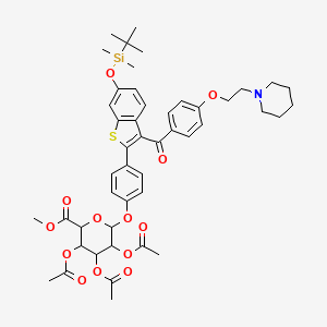 molecular formula C47H57NO13SSi B12293855 Methyl-1-(6-tert-butyldimethylsylyl-4'-hydroxyraloxifene)-2,3,4-tri-O-acetyl-beta-D-glycopyranuronate 